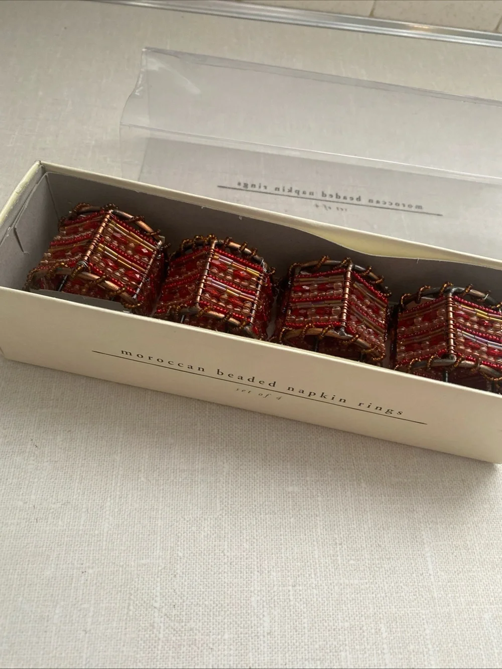 Pier 1 Moroccan Jeweled Napkin Rings Set Of 4 New